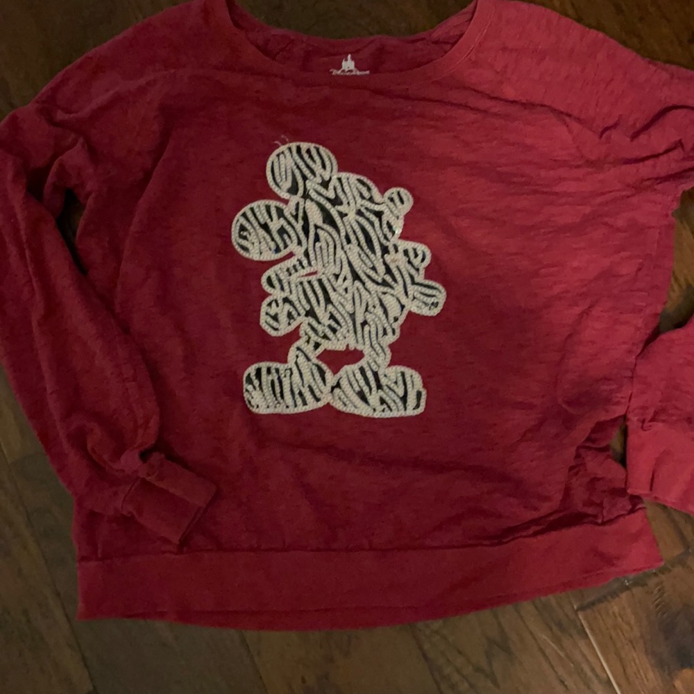 Sequined Mickey Mouse Long Sleeve Shirt Size XL